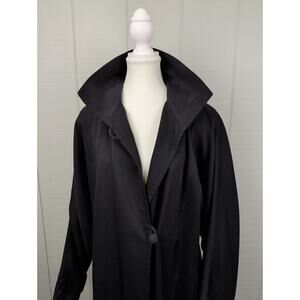 Vintage London Fog Womens Black Long Trench Coat Size 14 Made in USA No Belt